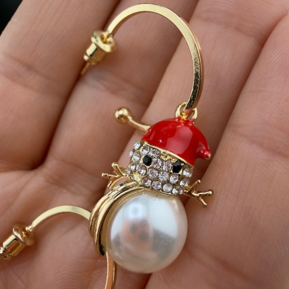 New Red and Gold Pearl Drop Earrings